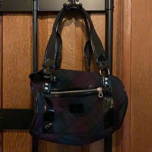 Vintage Fred Perry Black and Purple Satchel